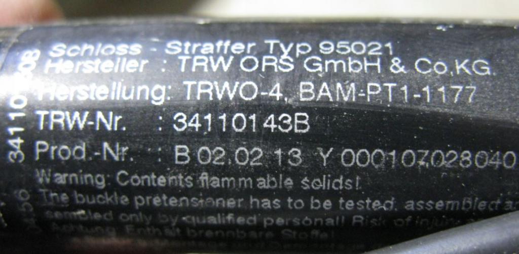 BMW 1 F20 2011-2019 hatchback 1.6 T petrol AT 125 kW 2012  Bezpečnostný pás predný ľavý napinac  7259387 34110143B