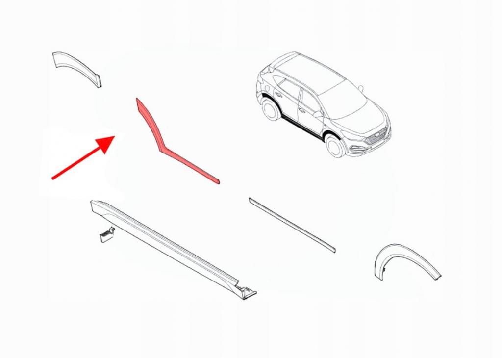Hyundai Tucson III 2015-2021 TL suv   Lišta blatníka zadná pravá 87732-D7000 nova