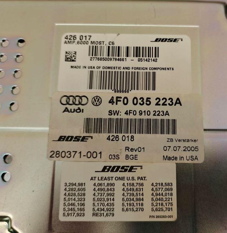 Audi A6 C6 2004-2011 sedan 2.0 TDI diesel MT 103 kW 2005  Zosilňovač 4F0035223A 4F0910223A