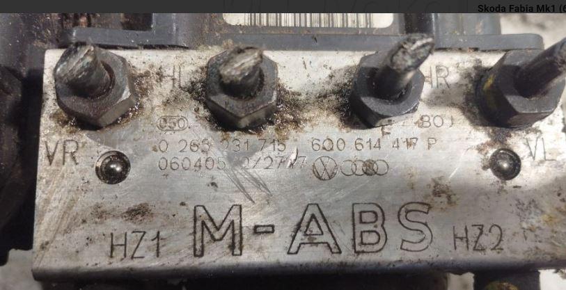 Skoda Fabia I 1999-2007 combi 1.4 TDI diesel MT 55 kW 2004  Pumpa ABS 6Q0614417P 0265231715 0604052717