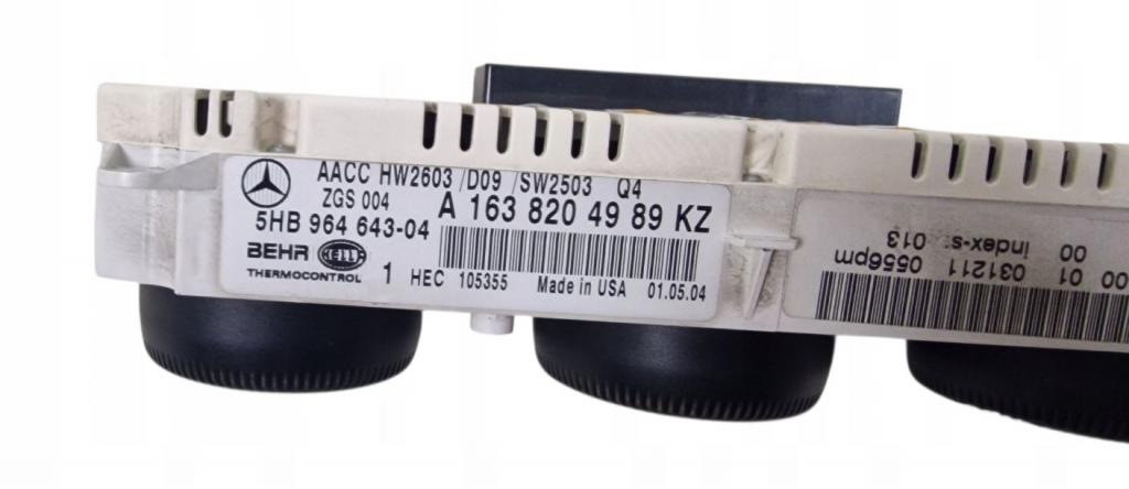 Mercedes ML W164 2005-2011 hatchback 3.0 CDI diesel AT 165 kW 2008  Panel kúrenia/klimatizácie A1638204989