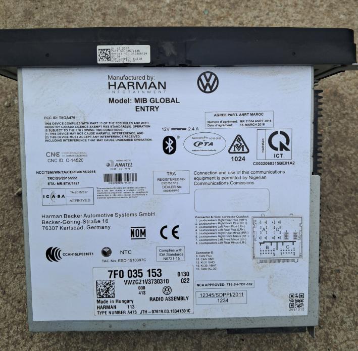 Volkswagen Caddy 2015-   Rádio 7f0035153