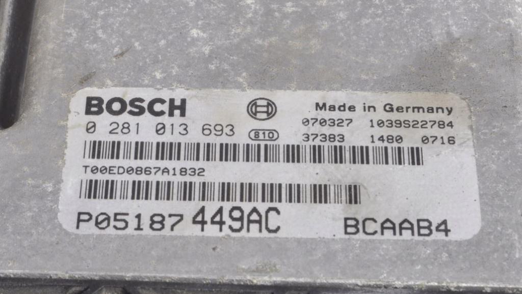 Dodge Caliber hatchback 3.6 VVT V6 petrol AT 218 kW 2014  Riadiaca jednotka motora P05187449AC  0281013693