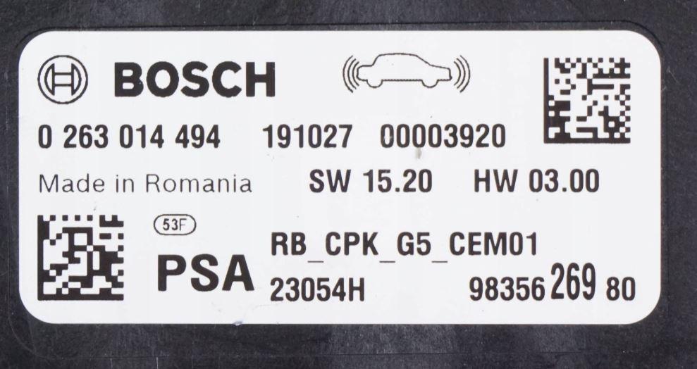 Peugeot 3008 I 2009-2016 hatchback 1.6 HDI diesel MT 82 kW 2011  Modul parkovacích senzorov 0263014494  9835626980