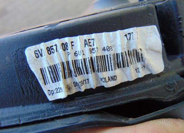 Skoda Fabia III 2014- hatchback 1.0 MPI petrol MT 55 kW 2015  Spätné zrkadlo vonkajšie pravé 6V1857408F LF7Y