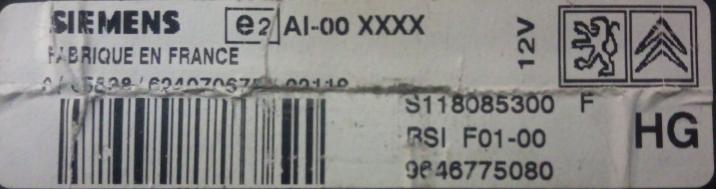Citroen Peugeot  Modul BSI S118085300F 9646775080
