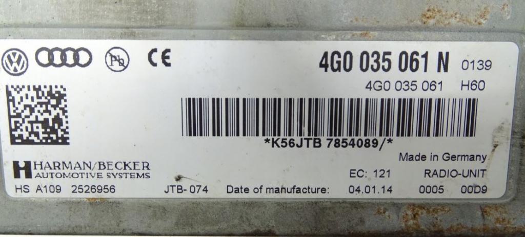 Audi A6 C7 2011-2018 sedan 2.0 TDI diesel MT 130 kW 2011  GPS navigácia 4G0035061N