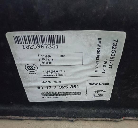 BMW 3 F34 2012- Tapacír kufra 7325351