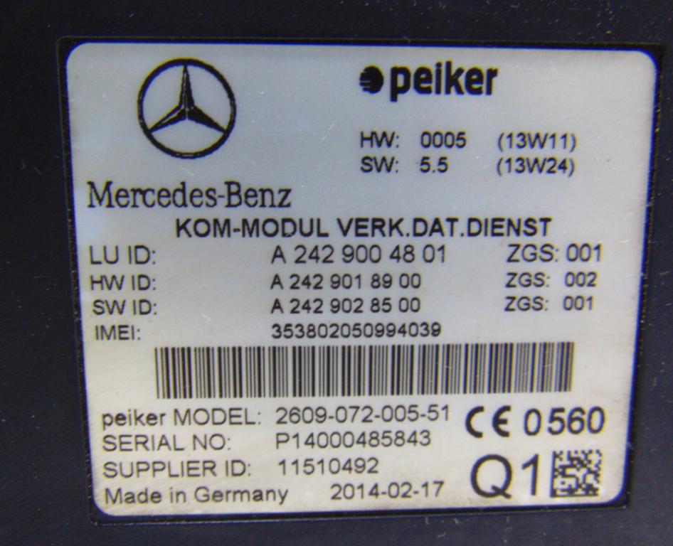 Mercedes CLS II C218 2010-2018 hatchback 4.7 V8 petrol 278922 AT 315 kW 2014  Modul A2429004801