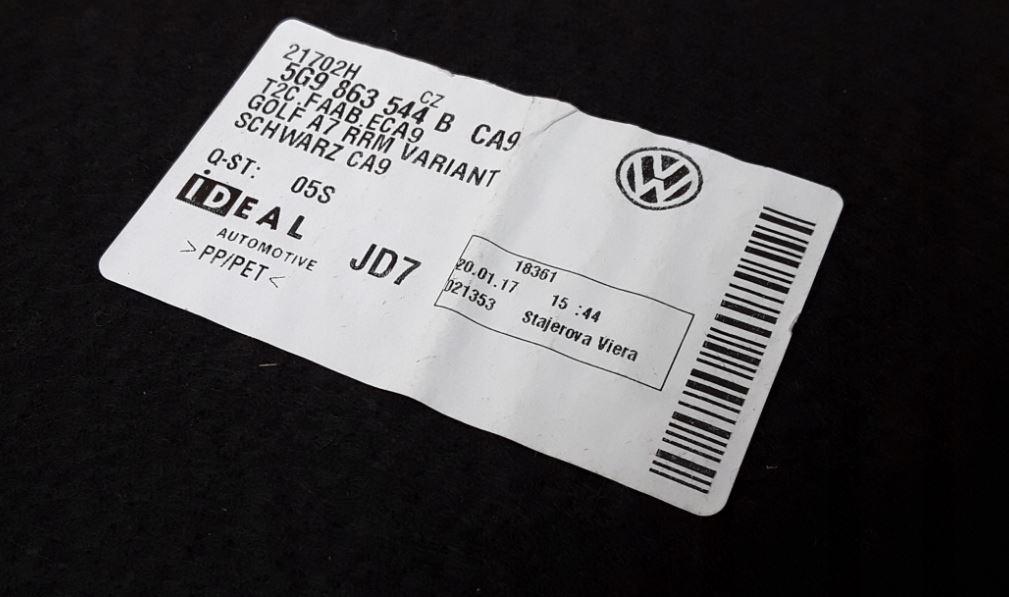 Volkswagen Golf VII 2012-2020 combi 1.4 TSI petrol MT 90 kW 2014  Podlaha kufra (batožinového priestoru) 5G9863544B