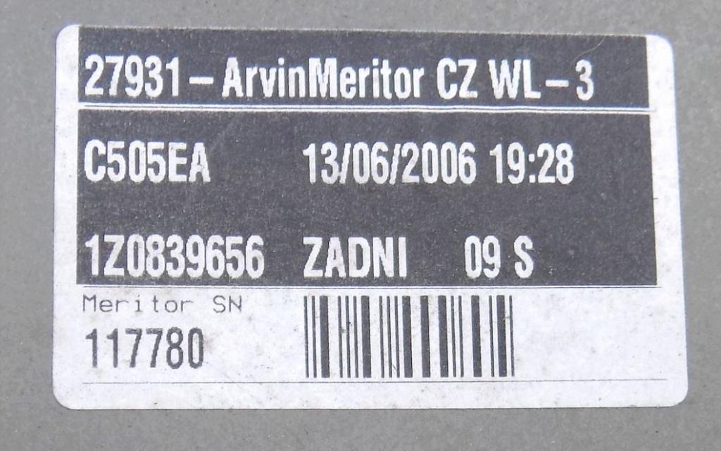 Skoda Octavia II 2004-2013 hatchback 1.9 TDI diesel MT 77 kW 2009  Mechanizmus sťahovania okna zadný pravý 1Z0839656