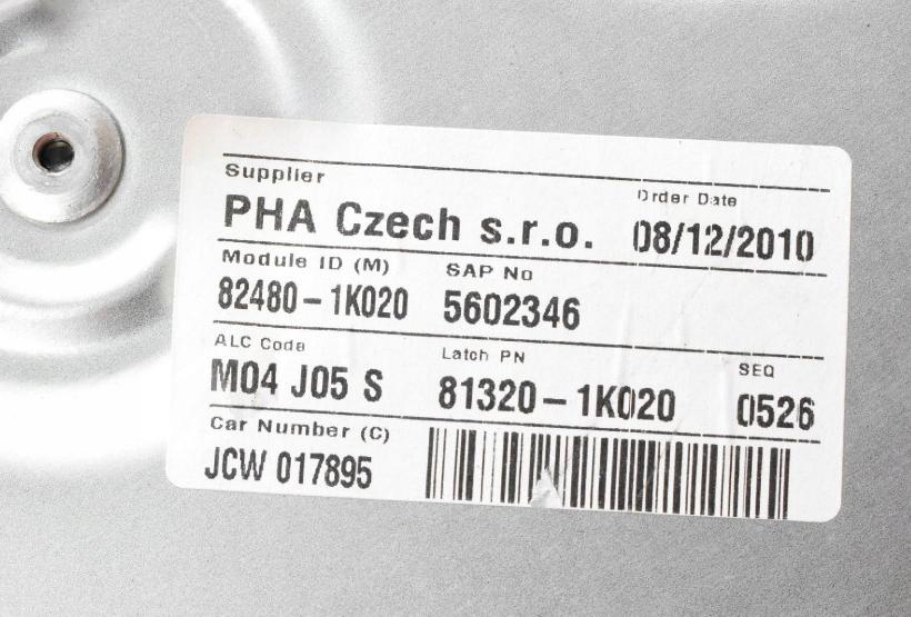 Hyundai ix20 2010-2019 hatchback 1.4 CRDI 2011 Mechanizmus sťahovania okna predný pravý 82480-1K020 82460-1P000