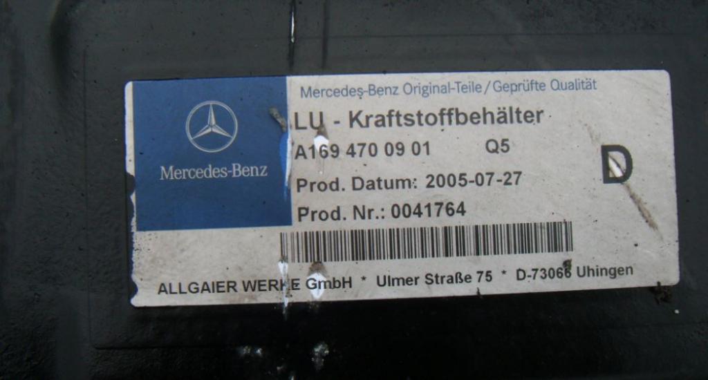 Mercedes A W169 2004-2012 hatchback 2.0 CDI diesel AT 103 kW 2005  Palivová nádrž A1694700901