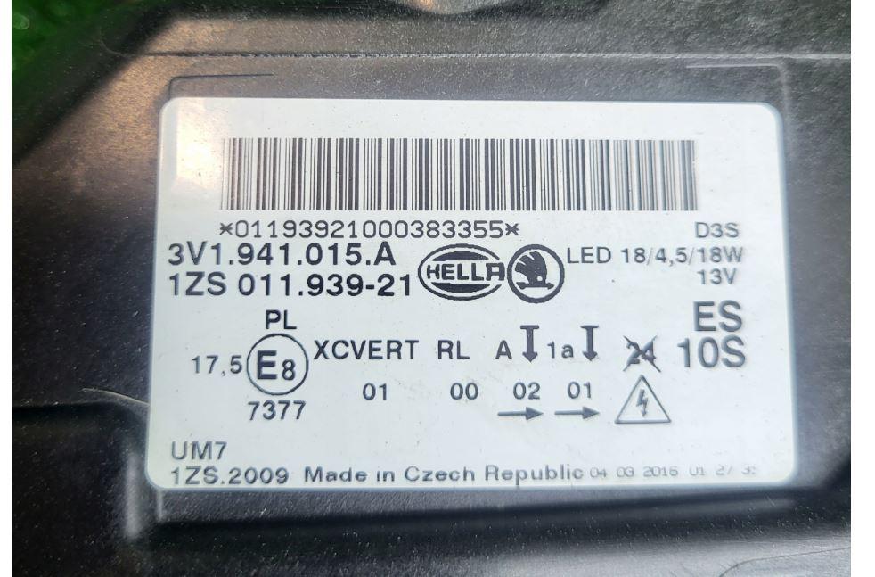Skoda Superb III 2015-2024 sedan   Svetlo predné ľavé XENON 3V1941015A