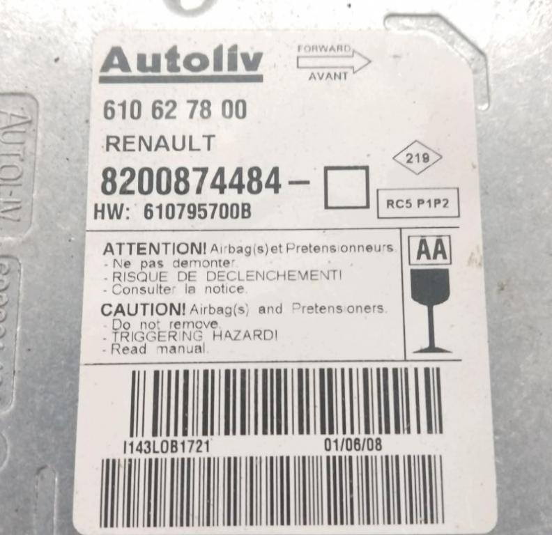 Renault Megane II 2003-2008 hatchback 1.5 DCI diesel MT 78 kW 2007  Riadiaca jednotka airbagu 610627800 8200874484