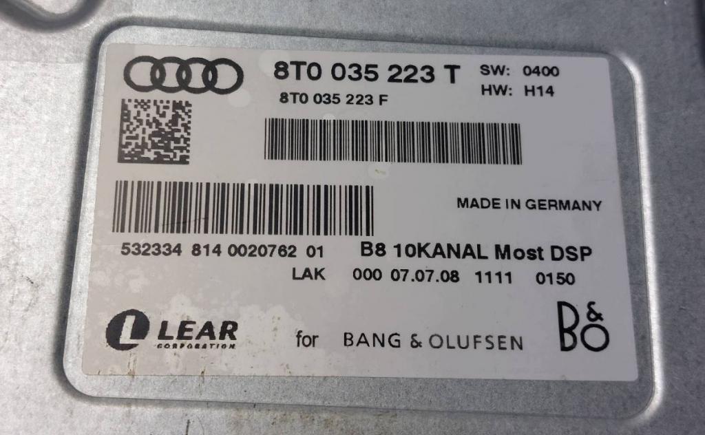 Audi A5 8T 2007-2016 hatchback 3.0 TDI V6 diesel AT 176 kW 2011  Zosilňovač 8T0035223T