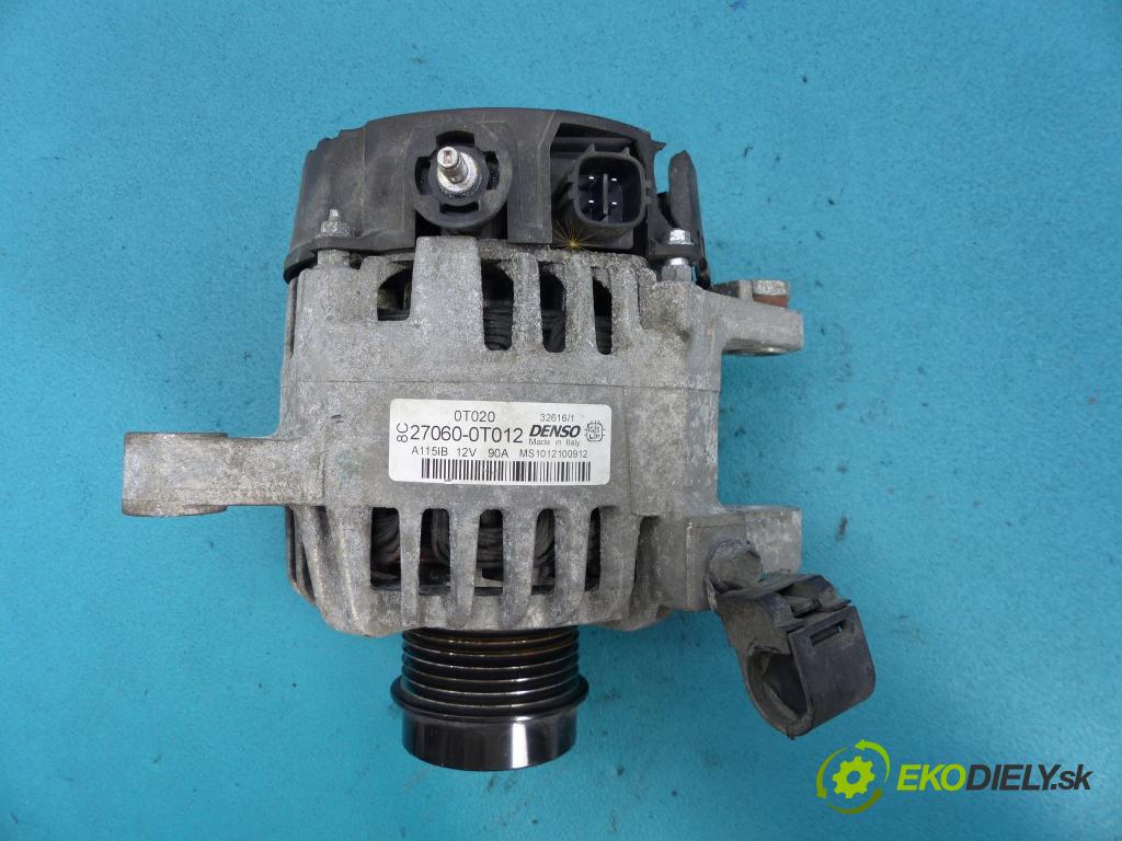 Toyota Auris I 2006-2013 1.6 vvti 124hp manual 91 kW 1598 cm3 5- Alternator 27060-0T012 (Alternátory)