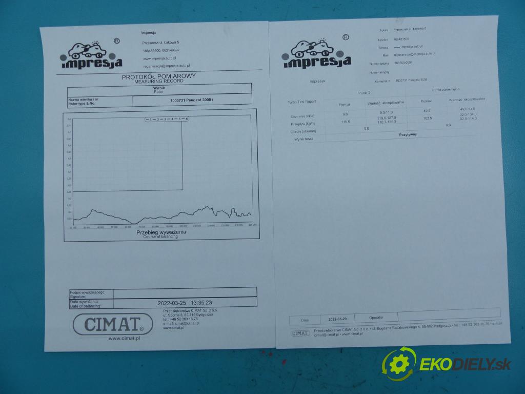 Peugeot 3008 2009-2016 2.0 hdi 150 HP manual 110 kW 1999 cm3 5- turbodúchadlo, turbo 806500-1 (Turbodúchadlá (kompletné))