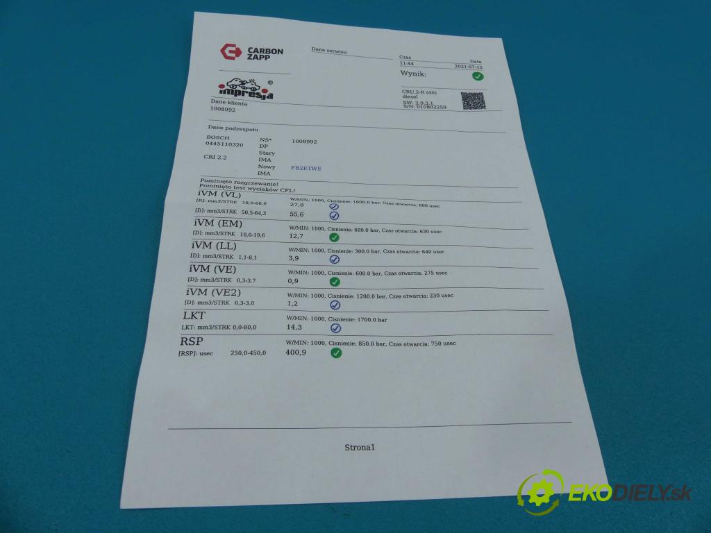 Kia Ceed I 2006-2012 1.6 crdi 116 HP manual 85 kW 1582 cm3 5- vstrek 0445110320 (Vstrekovače)