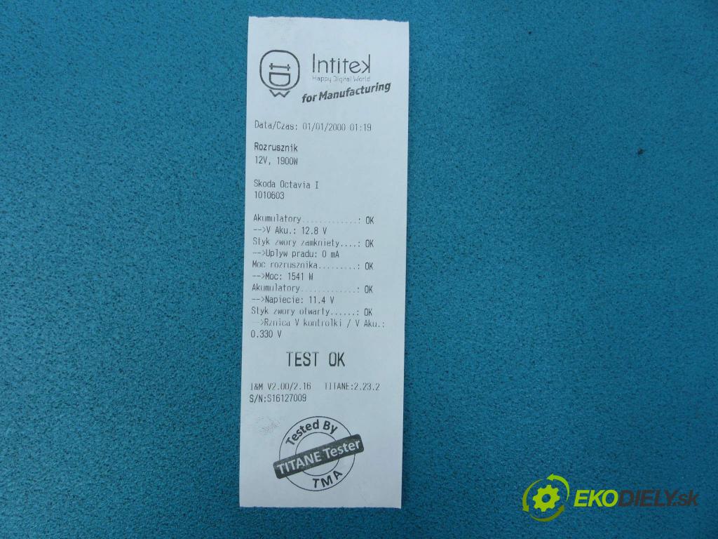 Skoda Octavia I 1996-2010 1.9 tdi 110 hp manual 81 kW 1896 cm3 5- startér:  (Startéry)