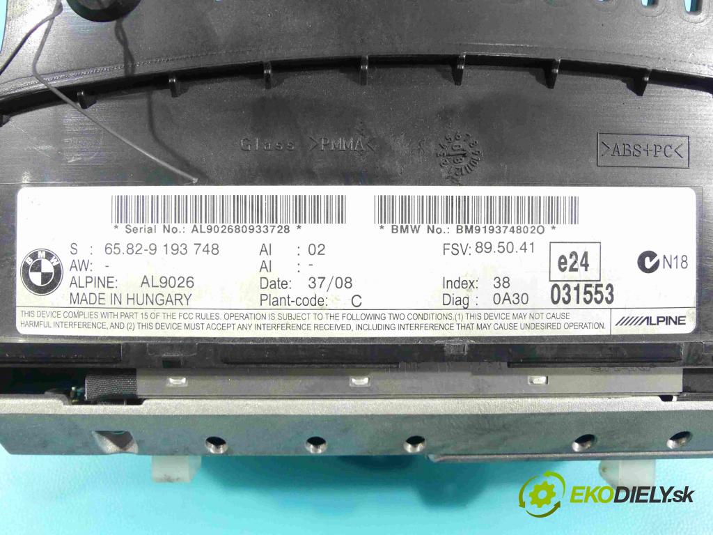 Bmw 3 e90 2005-2013 2.0 16v 170 HP manual 125 kW 1995 cm3 4- Zobrazit: 9193748 (Prístrojové dosky, displeje)
