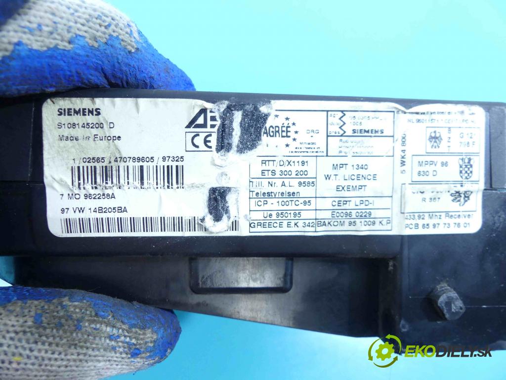 Vw Sharan I 1995-2010 1.9 tdi 110 HP manual 81 kW 1896 cm3 5- modul riadiaca jednotka 7M0962258A (Ostatné)