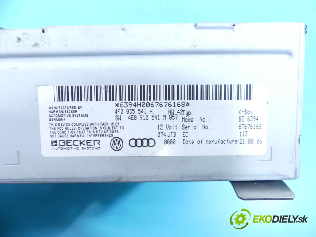 Audi A6 C6 2004-2011 3.0 TDI quattro 232KM manual 171 kW 2967 cm3 5- Zesilovač: 4F0035541H (Zosilňovače)