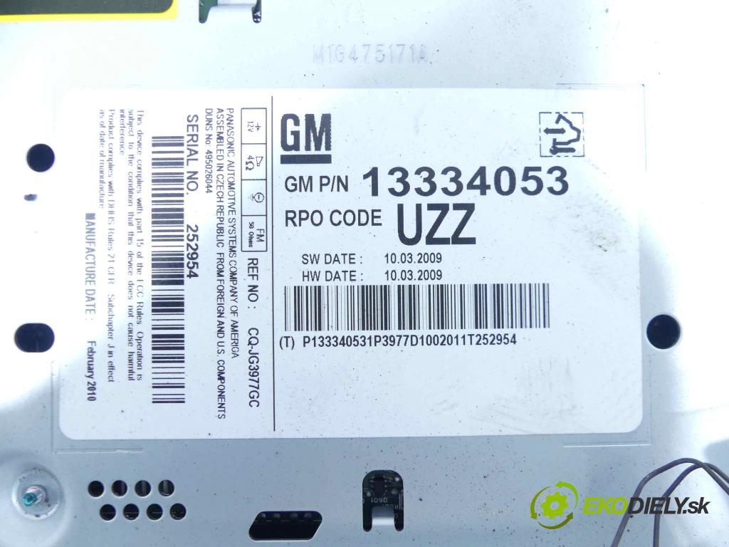 Opel Astra IV 2009-2015 1.4 16v 101 HP manual 74 kW 1398 cm3 5- Radio továreň: 13334053