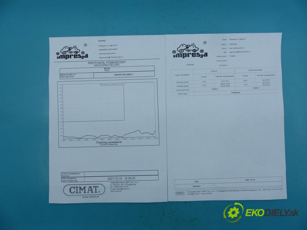 Kia Ceed I 2006-2012 2.0 crdi 140 HP manual 103 kW 1991 cm3 5- turbodúchadlo, turbo repasovaná 757886-7