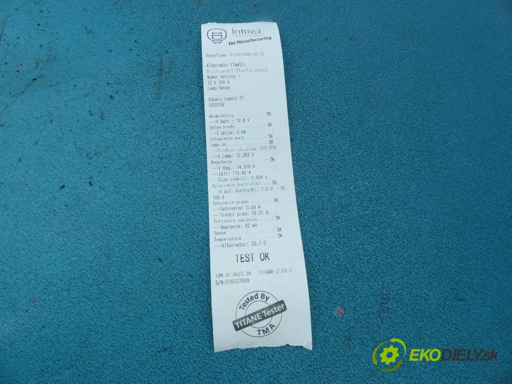 Subaru Legacy IV 2004-2009 2.0d 150 HP manual 110 kW 1998 cm3 5- Alternator 23700AA590 (Alternátory)