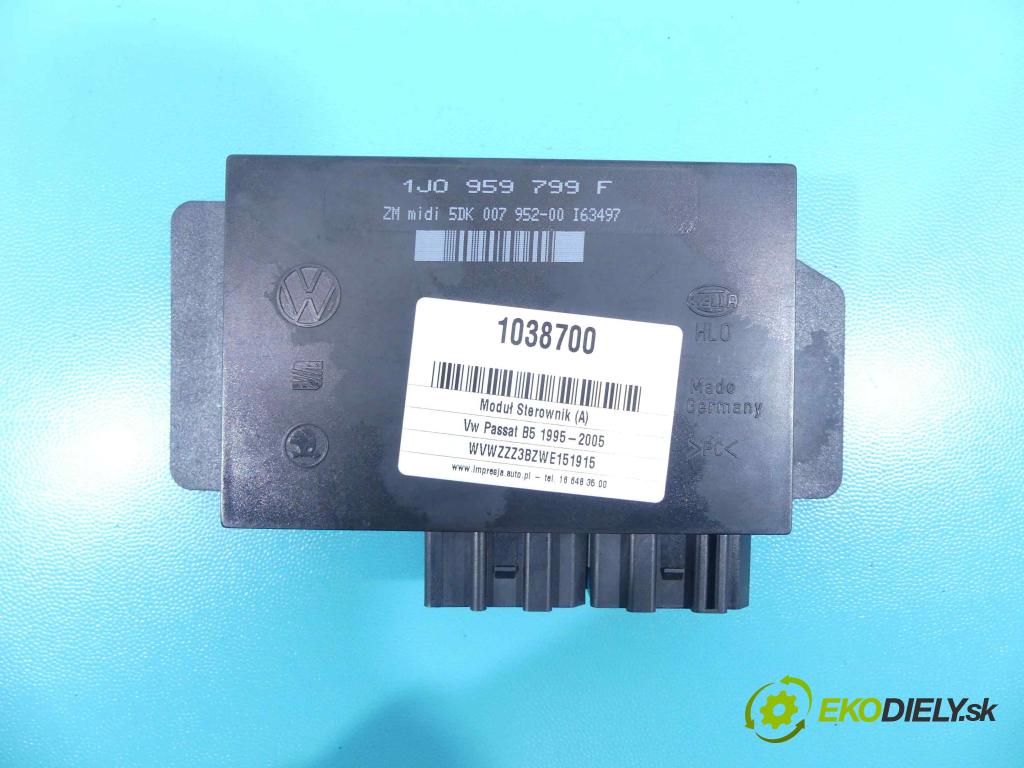 Vw Passat B5 1995-2005 1.6 101 HP manual 74 kW 1595 cm3 5- modul riadiaca jednotka 1J0959799F (Ostatné)
