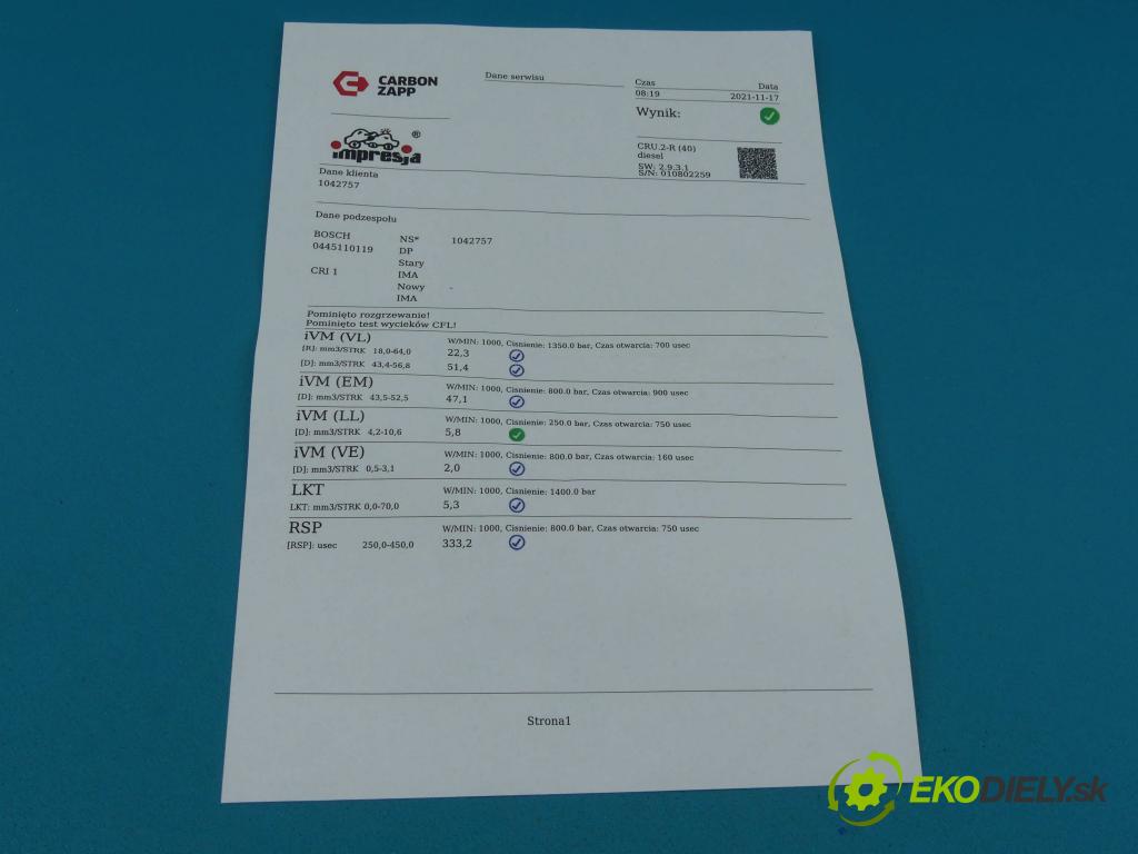 Fiat Doblo I 2001-2010 1.9 jtd 105 HP manual 77 kW 1910 cm3 5- vstrek 0445110119 (Vstrekovače)
