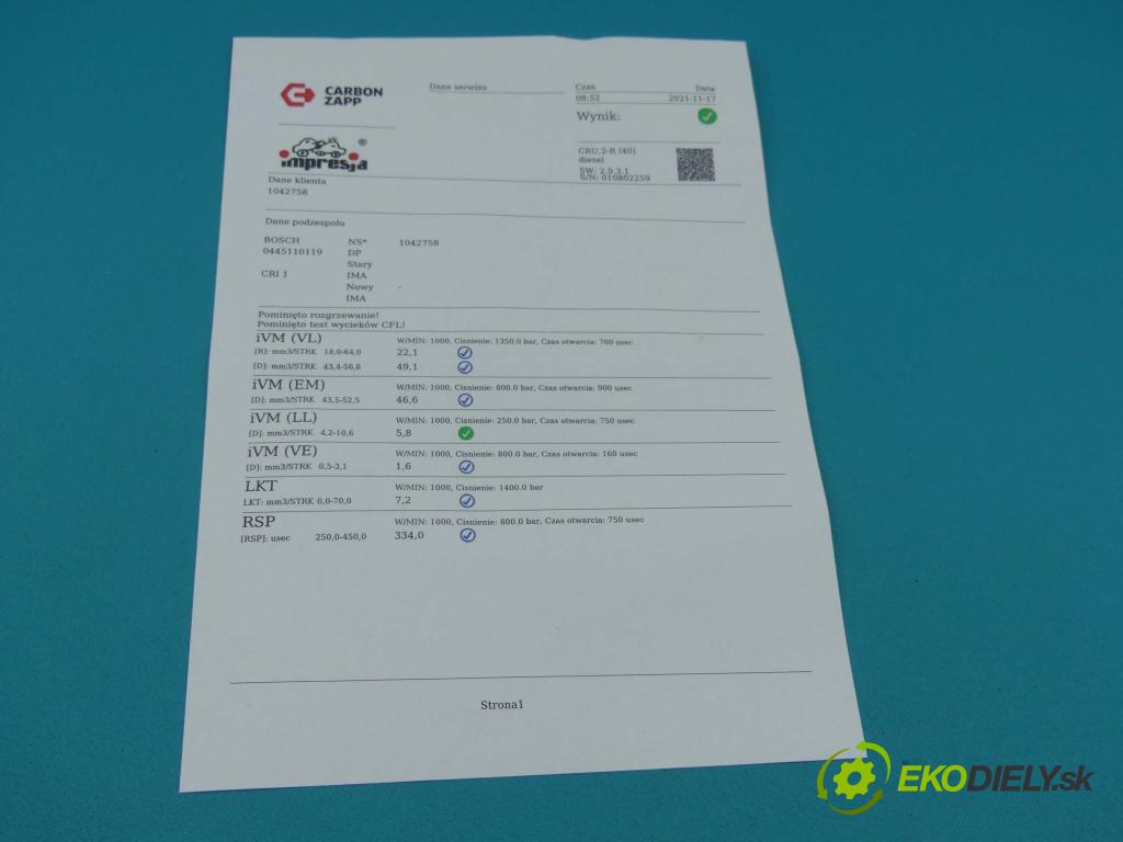 Fiat Doblo I 2001-2010 1.9 jtd 105 HP manual 77 kW 1910 cm3 5- vstrek 0445110119 (Vstrekovače)