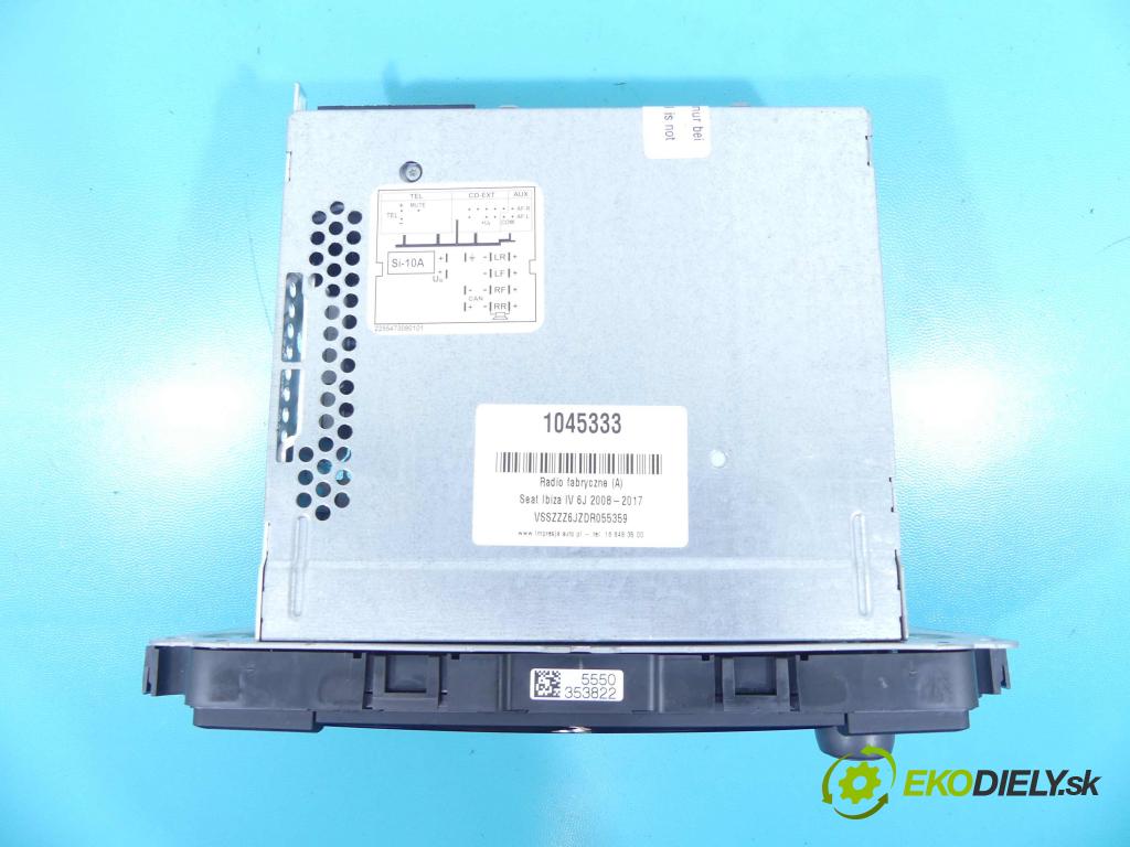 Seat Ibiza IV 6J 2008-2017 1.2 tdi 75 HP manual 55 kW 1199 cm3 5- Radio továreň: 6J1035153H