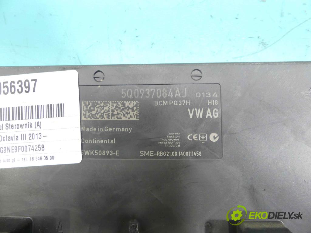 Skoda Octavia III 2013- 1.6 tdi 105 HP automatic 77 kW 1598 cm3 5- modul riadiaca jednotka 5Q0937084AJ (Ostatné)