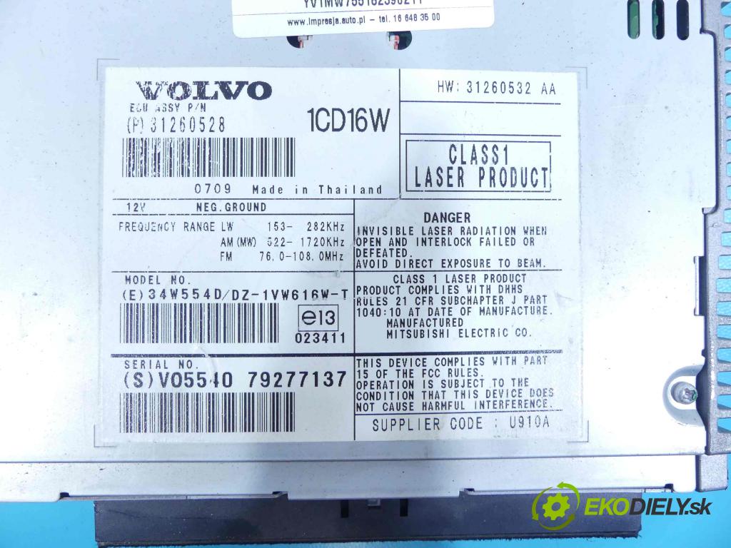 Volvo V50 2.0d 136hp manual 100 kW 1997 cm3 5- Radio továrna: 31260528