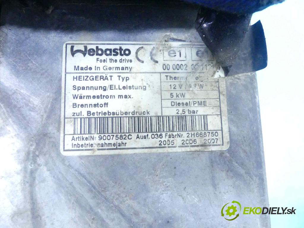 Vw Touareg 2002-2010 3.0 tdi V6 224 hp automatic 165 kW 2967 cm3 5- Webasto 7L6815071C (Webasto ohřívače)