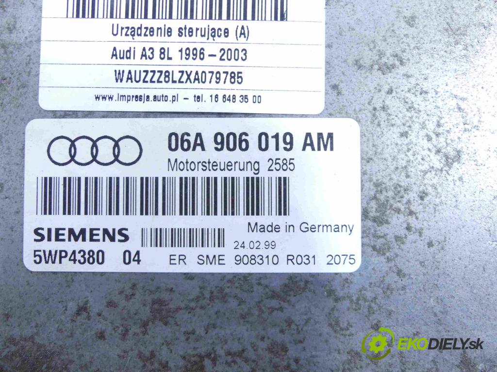 Audi A3 8L 1996-2003 1.6 SR 101 HP manual 74 kW 1595 cm3 3- Jednotka riadiaca 06A906019AM