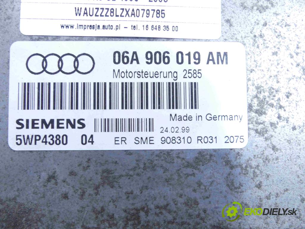 Audi A3 8L 1996-2003 1.6 SR 101 HP manual 74 kW 1595 cm3 3- Jednotka riadiaca 06A906019AM