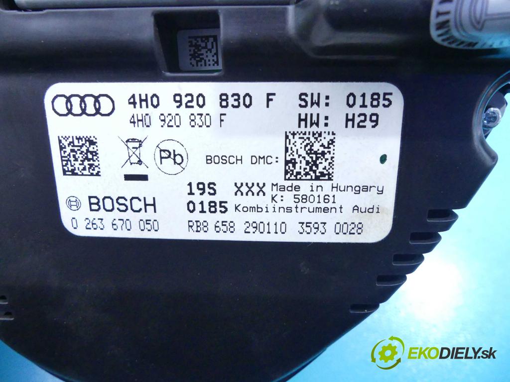 Audi A8 D4 2009-2017 4,2.0 tdi V8 351KM automatic 258 kW 4134 cm3 4- prístrojovka/ budíky 4H0920830F (Prístrojové dosky, displeje)