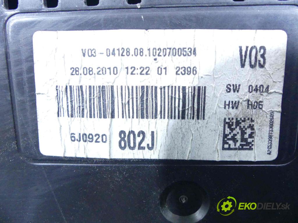 Seat Ibiza IV 6J 2008-2017 1.2 tdi 75 HP manual 55 kW 1199 cm3 5- prístrojovka/ budíky 6J0920802J (Prístrojové dosky, displeje)