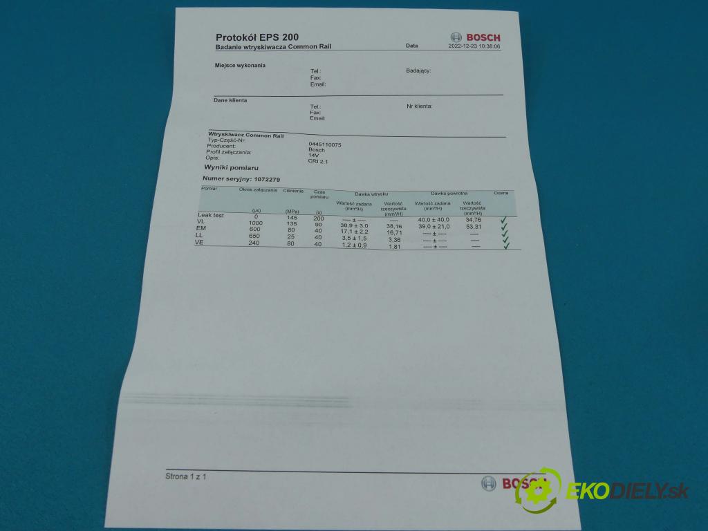 Peugeot 307 1.4 hdi 68 HP manual 50 kW 1398 cm3 5- vstrek 0445110075 (Vstrekovače)