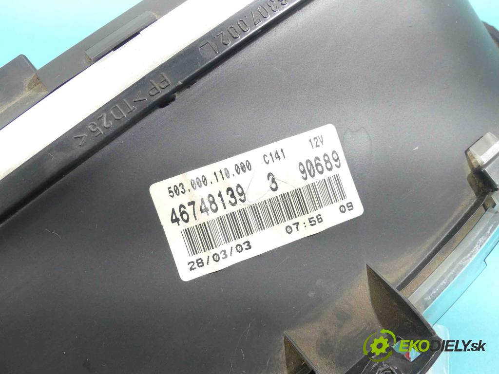 Fiat Doblo I 2001-2010 1.6 16v 103 HP manual 76 kW 1596 cm3 5- prístrojovka/ budíky 46748139 (Prístrojové dosky, displeje)