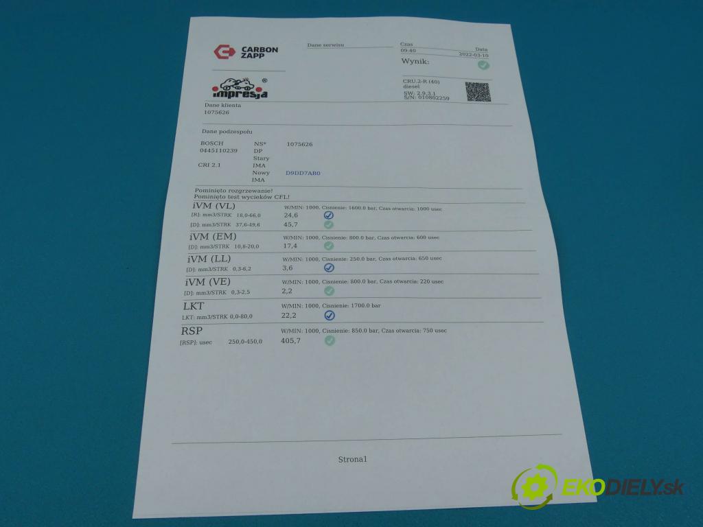 Ford Focus Mk2 2004-2011 1.6 tdci 90 HP manual 66 kW 1560 cm3 5- vstrek 0445110239 (Vstrekovače)