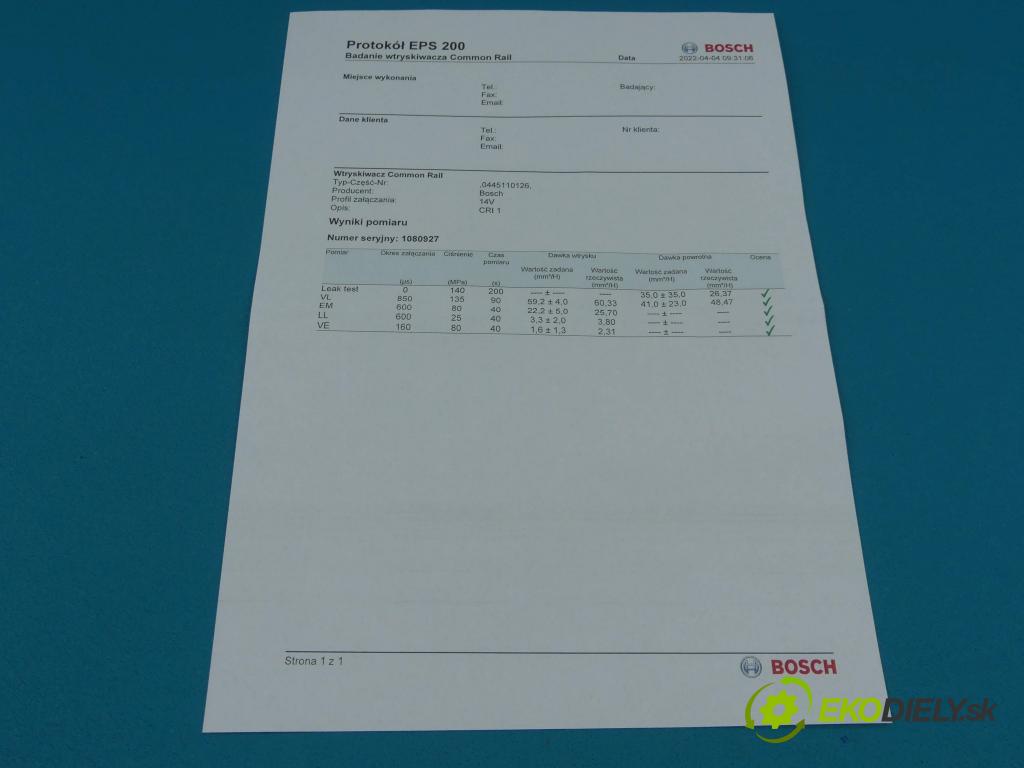 Hyundai Getz 1.5 crdi 82 HP manual 60 kW 1493 cm3 5- vstrek 0445110126 (Vstrekovače)
