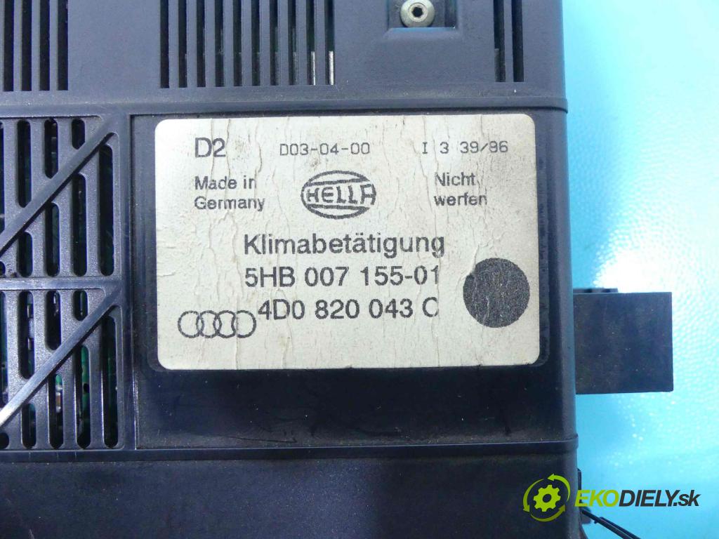 Audi A8 D2 1994-2002 2.8 V6 193 HP manual 142 kW 2771 cm3 4- panel kúrenia 4D0820043C