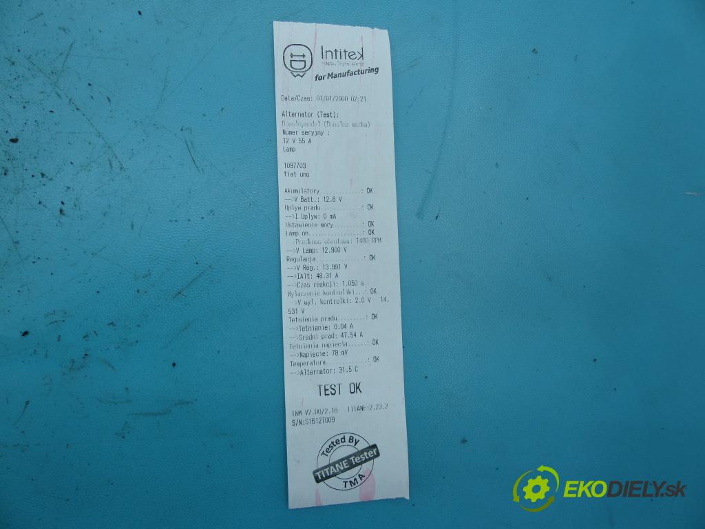 Fiat Uno 1.0 45KM manual 33 kW 999 cm3 5- Alternator 63320034 (Alternátory)