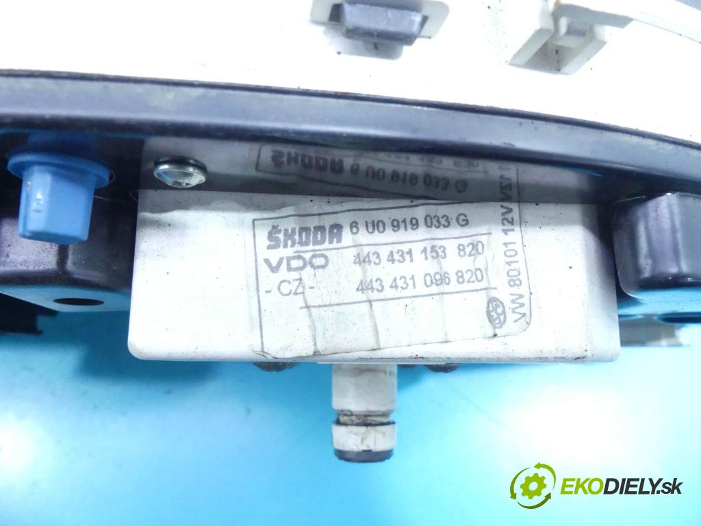 Skoda Felicia 1.3 mpi 54 HP manual 40 kW 1289 cm3 5- prístrojovka/ budíky 6U0919033G (Prístrojové dosky, displeje)