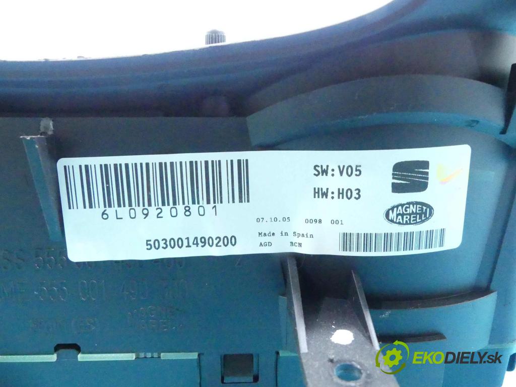 Seat Ibiza III 6L 2002-2008 1.4b: 75 HP manual 55 kW 1390 cm3 5- prístrojovka/ budíky 6L0920801 (Prístrojové dosky, displeje)