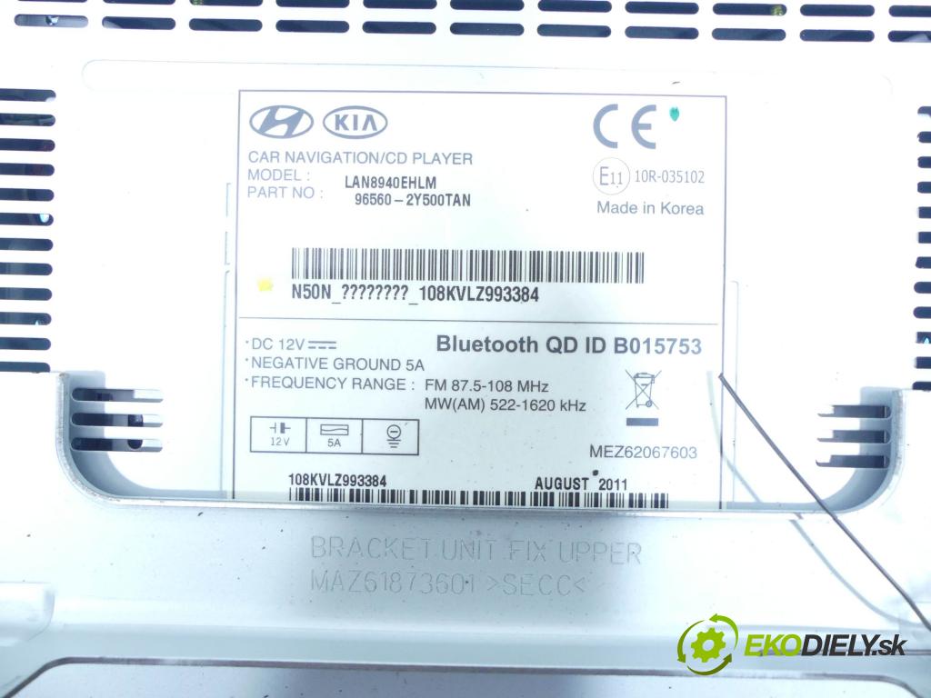 Hyundai Ix35 2.0 CRDi 136 HP manual 100 kW 1995 cm3 5- Radio 96560-2Y500 kód nemáme